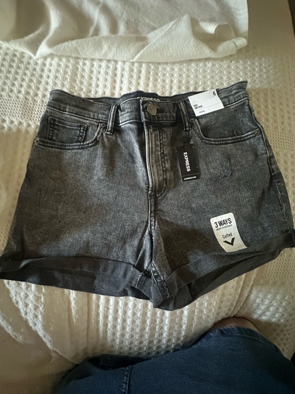 Express Black Washed High-Rise Jean Shorts